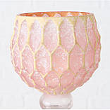 Набір 3-х підсвічників у вигляді келиха рожеве скло h30-40см, фото 7