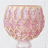 Набір 3-х підсвічників у вигляді келиха рожеве скло h30-40см, фото 8