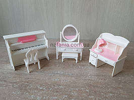 Лялькова Біла вітальня з піаніно для ЛОЛ