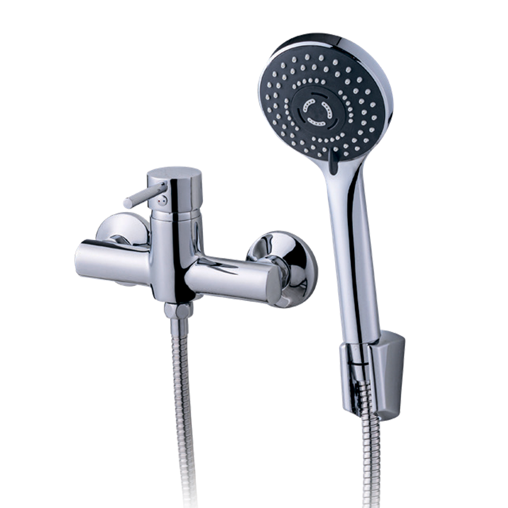 Змішувач для душу, душової кабіни (латунь, шланг 1,5 м, лійка, кронштейн) ТМ AQUATICA, фото 1