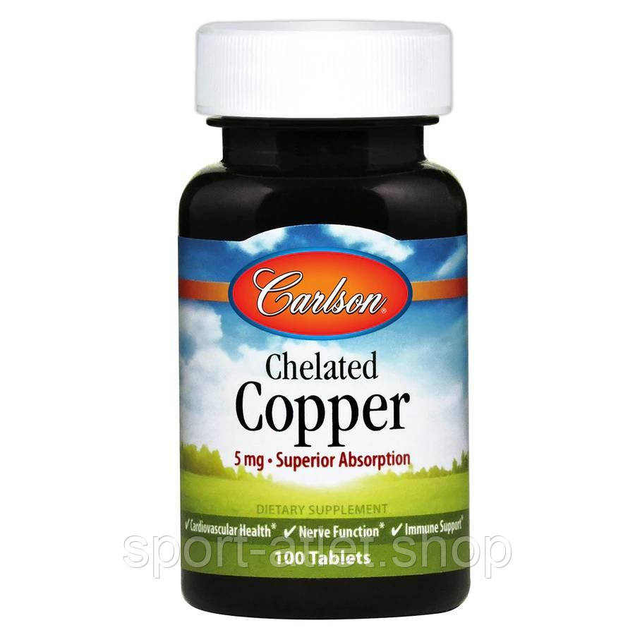 Вітаміни та мінерали Carlson Labs Chelated Copper, 100 таблеток