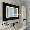 Прямокутне настінне в чорній рамі дзеркало для ванної з підсвіткою в стилі лофт Donato P2, фото 2