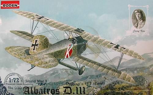 Пластикова модель 1/72 Roden 030 Німецький винищувач-біплан Albatros D.III Oeffag s.153 (late), фото 1