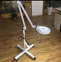 Лампа-лупа світлодіодна косметологічна Лампа-лупа на штативі для косметолога підлогова 5 діоптр