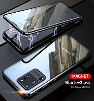 360 магнитный чехол для Samsung Galaxy S20 Ultra защитное стекло с двух сторон