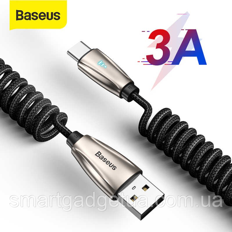 Оригінальний Кабель Baseus Elbow USB Type-C Cable LED Charge 3A для заряджання і передачі даних (1 метр) Синій