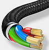 Оригінальний Кабель Baseus Elbow USB Type-C Cable LED Charge 3A для заряджання і передачі даних (1 метр) Синій, фото 9