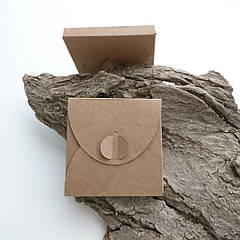 Подарунковий конверт-коробочка з еко крафт-картону, 70х70х8 мм, 225 гр/кв.м