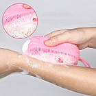 Двостороння силіконова мочалка-масажер для тіла Silica Gel Bath Brush рожева, фото 4