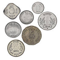 Индия набор из 7 монет 1994-1999 VF-AU 5, 10, 25, 50 пайса, 1, 2, 5 рупий