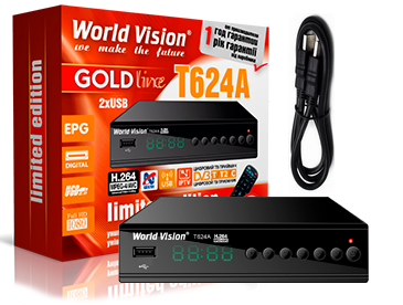 Тюнер Т2 World Vision T624A + навчаний пульт + HDMI кабель