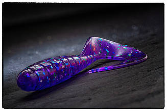 Силіконова приманка Fishup Mighty Grub 4.5" #060 Dark Violet/Peacock & Silver