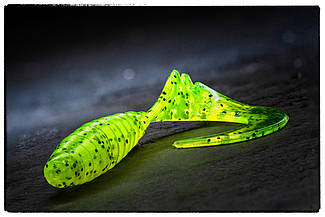 Силіконова приманка Fishup Fancy Grub 2.5" #055 Chartreuse/Black