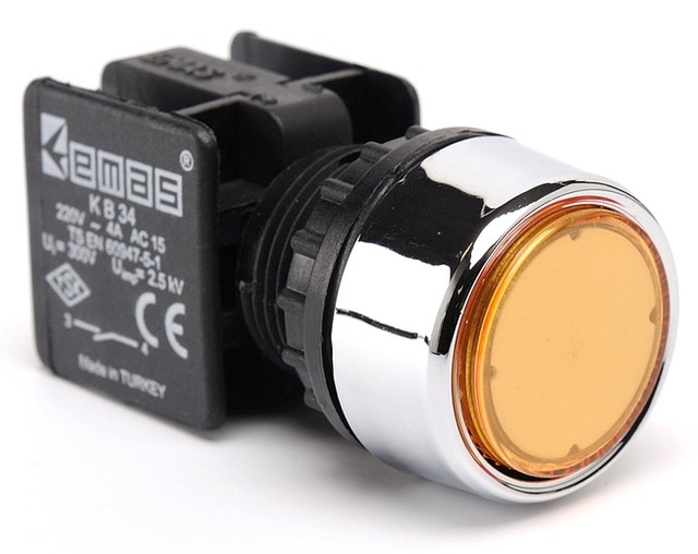 Натискна Кнопка кругла D22 (мм) без адаптера (1НЗ), фото 1