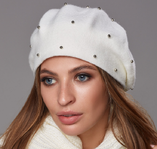 Берет Вязаный Шерстяной Женский Молочный 266W — Купить Недорого на Bigl ...