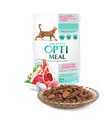 Вологий корм Optimeal Sensitive Lamb&Turkey (Оптіміл для  котів з ягням та індичкою), 85г.