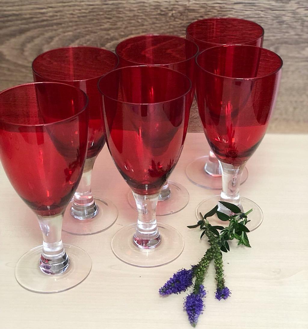 Набір келихів DS Red cap для вина 300 мл 6 шт Червоний, фото 1