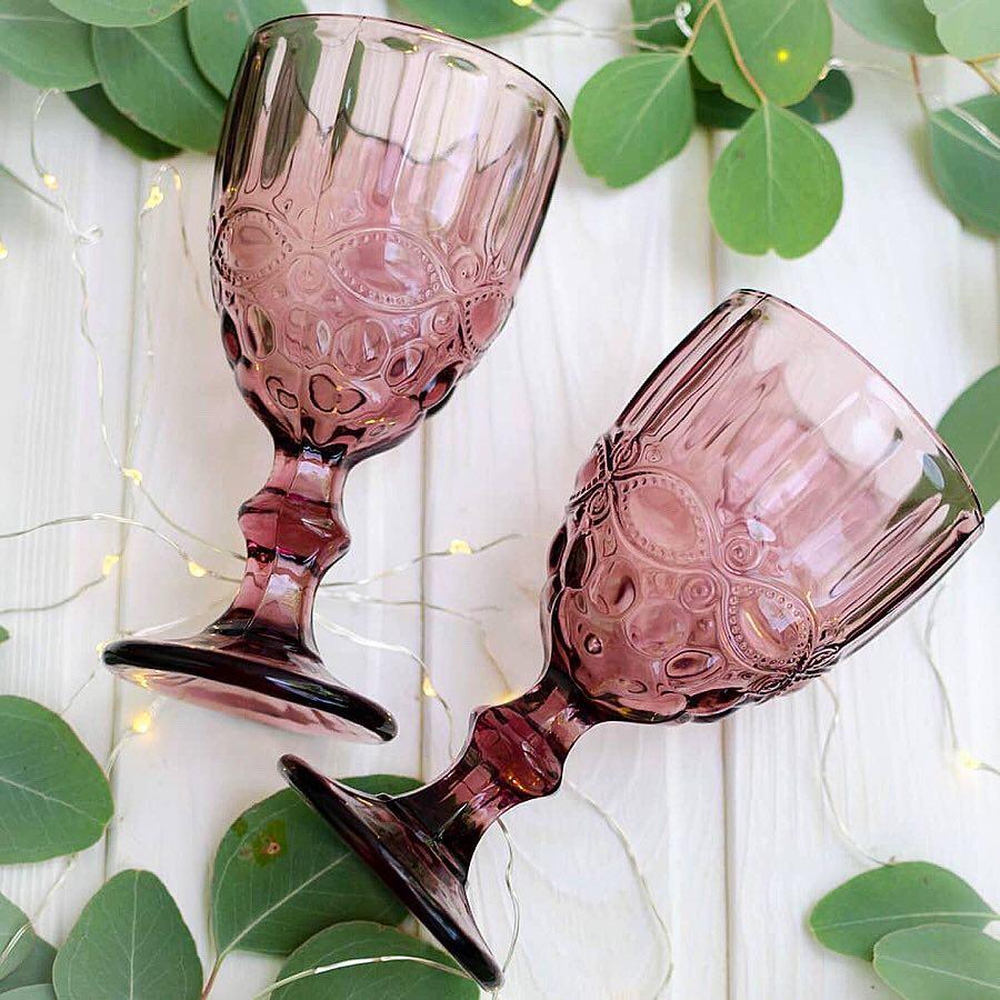 Набір келихів Кубок DS Vintage Pink для вина 300 мл 6 шт кубки Рожевий
