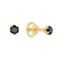 Золотые серьги гвоздики с черными бриллиантами 0,50 карат