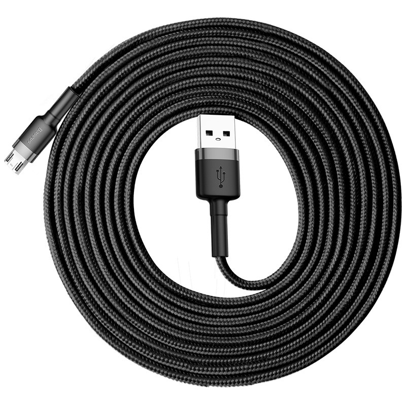 Кабель для зарядки телефону MicroUSB Android Baseus Cafule 300см |2A| Чорний (CAMKLF-HG1)