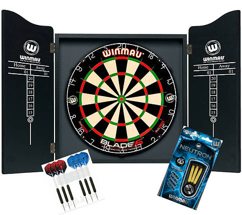 Елітний набір дартс Winmau з топовою мішенню Blade5 та дротиками на двох гравців, фото 2