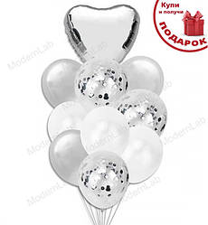 Повітряні кульки "Silver&White", Італія, (10шт.)