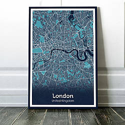 Картина карта міста, улюблене місто - Лондон 60х90см
