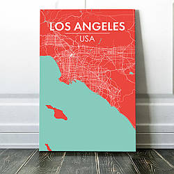 Картина карта міста, улюблене місто - Лос-Анджелес 60х90см