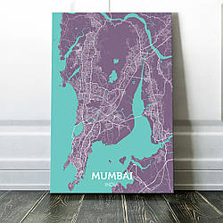 Картина карта міста, улюблене місто - Мумбай 60х90см