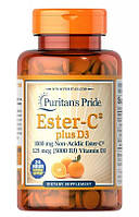 Puritan's Pride Vitamin C-1000 mg (Ester-C®) Plus Vitamin D-3; 125mcg (5000 IU), Для иммунитета (60 таб.)