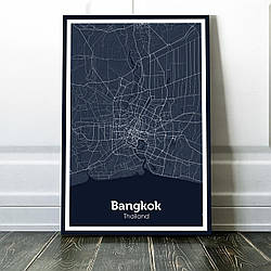 Картина карта міста, улюблене місто - Бангкок 60х90см