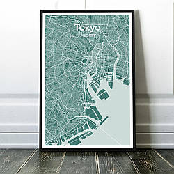 Картина карта міста, улюблене місто - Токіо 60х90см