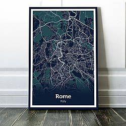 Картина карта міста, улюблене місто - Рим 60х90см