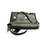 Сумка жіноча невелика зелена шкіряна 065ВА, фото 2