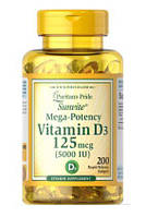 Puritan's pride Vitamin D3 5000 IU, Витамин Д3 125 мкг (200 капс.)