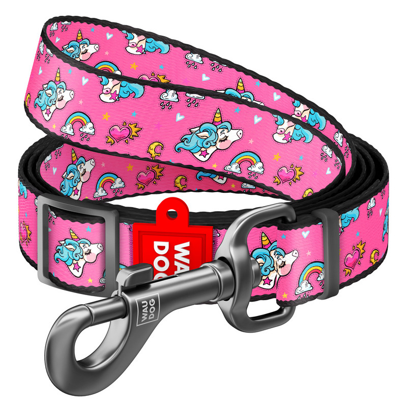 Повідець WAUDOG Nylon Єдинороги нейлон різнобарвний регульований 5353 (4823089327020)