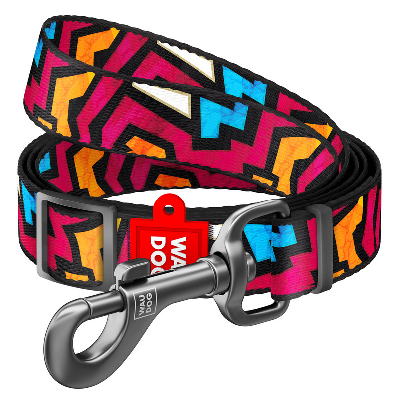 Повідець WAUDOG Nylon Графіті нейлон різнобарвний регульований 5350 (4823089327006)