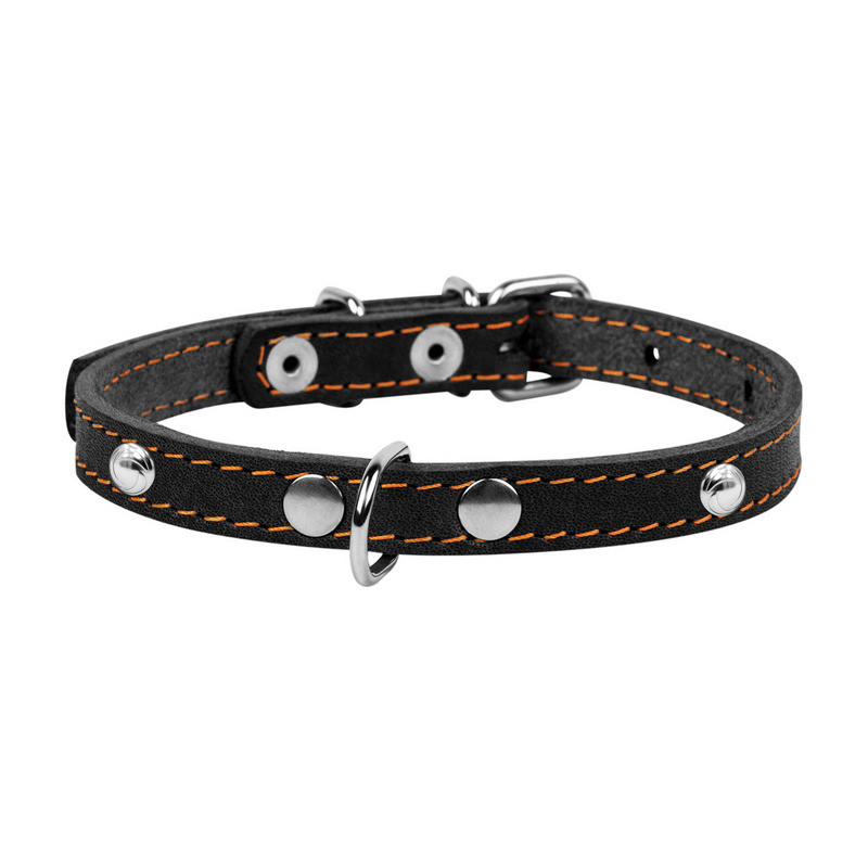 Нашийник одинарний CoLLaR шкіра чорний з прикрасою 00041 (4820082491543)