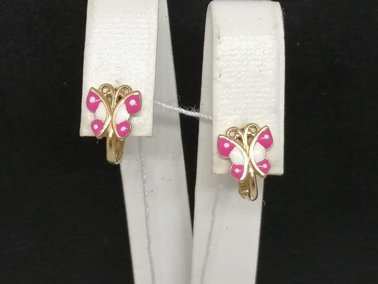 Золоті сережки з емаллю. 103867ЕР