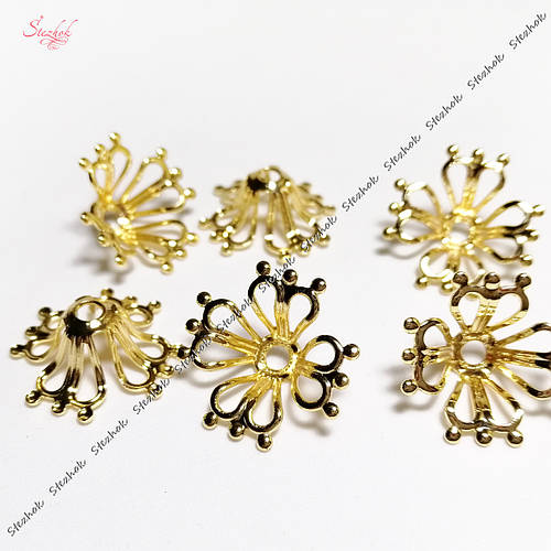 Металлический филигранный конус для бусин 17 мм с покрытием золота для ...