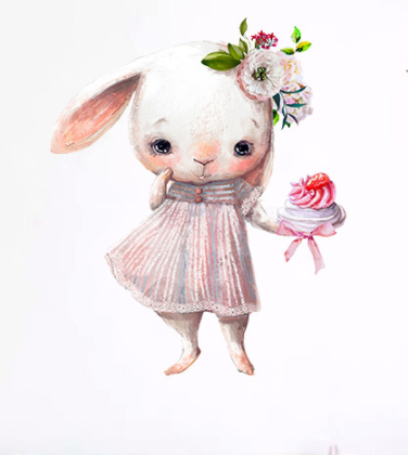 Вінілові інтер'єрні наклейки на стіну Дівчинка зайчик з тістечком (лист 40 х 60 см) Б448