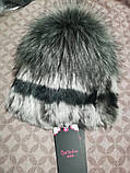 Сіра жіноча шапка з хутра кролика Рекс і помпоном колір 7. Різні кольори, фото 3