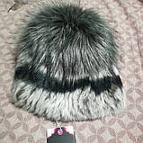 Сіра жіноча шапка з хутра кролика Рекс і помпоном колір 7. Різні кольори, фото 2