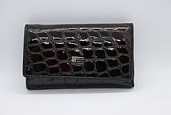 Жіночий шкіряний гаманець ключниця Wanlima 81092670066 Black/Gray