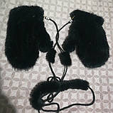 Норкові рукавиці, рукавиці норкові. Хутряні рукавиці з хутра норки чорні, фото 4