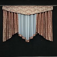 Готова завіска з ламбрекеном <unk> Завіса 250x180 <unk> Фіранка з ламбрекеном <unk> Колір-Бордовий