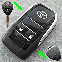 Выкидной корпус ключа Toyota улучшенный 2 кнопки