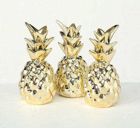 Декор ананаси набір з трьох золота кераміка h11см Гранд Презент 7709700