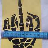 Наклейка для автомобіля череп середній палець чорний колір 3D 10*15 см, фото 3