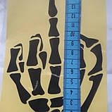 Наклейка для автомобіля череп середній палець чорний колір 3D 10*15 см, фото 2